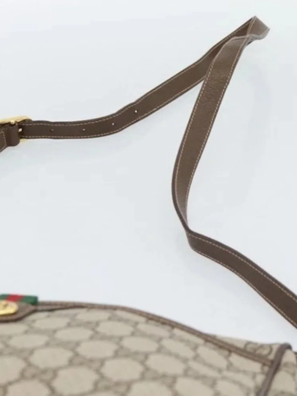 GUCCI GG Supreme Web Sherry Line Bag PVC Beige Gold 89 02 077 Auth ep15007